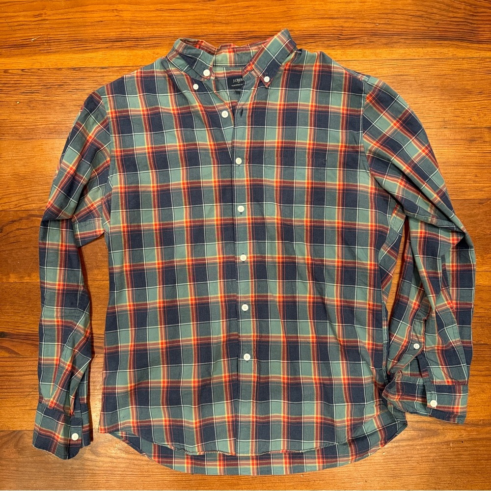 J Crew Heathered Cotton Shirt Mens Medium Button Up Long Sleeve